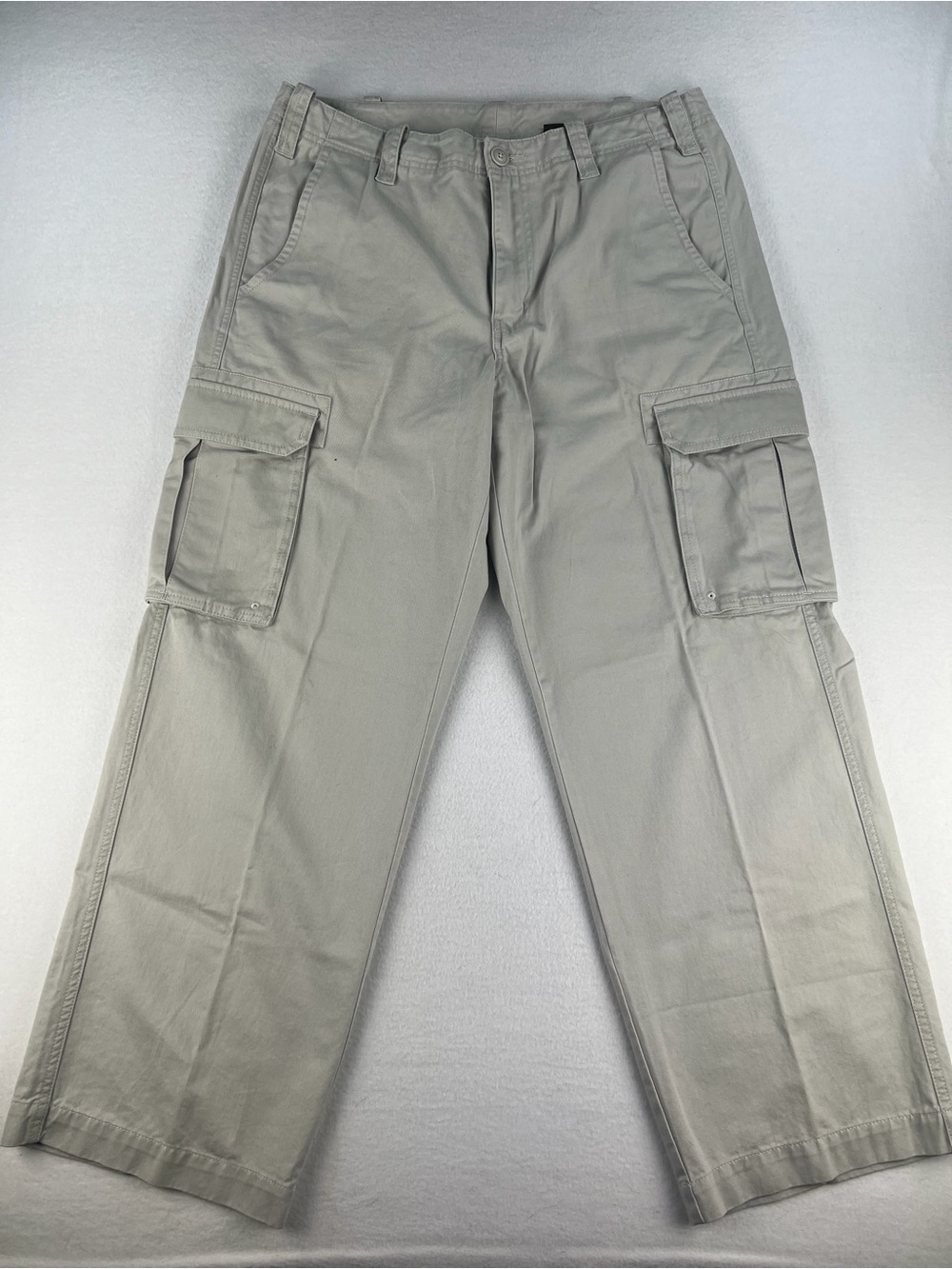 VTG Eddie Bauer Cotton Twill Light Beige Cargo Pants Relaxed Fit Men Sz 36x30